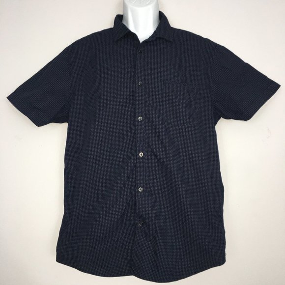 Good Man Brand Other - Good Man Mens XL Black Brown Spotted 100% Cotton Short Sleeve Button Up Shirt
